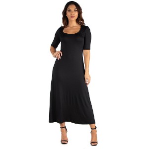 24seven Comfort Apparel Womens Casual Maxi Dress With Sleeves - 1 of 4