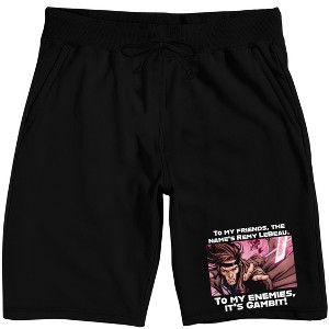 X-Men Gambit Comic Panel Adult Black Sleep Pajama Shorts - 1 of 3