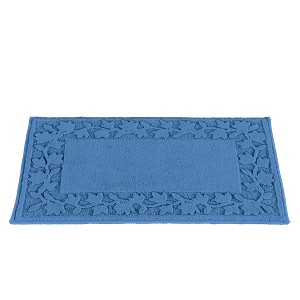 Collections Etc Floral Leaf Sculpted Border Skid-Resistant Cushioned Accent Rug - 1 of 4