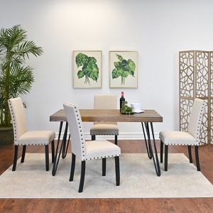Roundhill Furniture Amisos Dining Set, Hairpin Dining Table with 4 Chairs, 5-Piece - 1 of 4