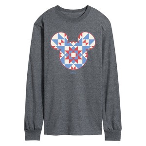 Men's - Disney - Mickey Ears Quilt Long Sleeve Graphic T-Shirt - 1 of 3