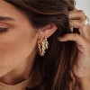 Chunky Gold Hoop Earrings for Women, 14k Gold Plated Thick Triple Hoop Earrings Hypoallergenic Trendy Chunky Gold Hoops - 2 of 4