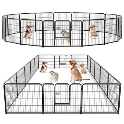 Sevobal Pet Carriers Dog Playpen Indoor Fence, 8 Panel Metal Exercise Pen With Door, Small Puppy, Medium, Large Dogs, Black, 184.2"*65.3"*23.6"