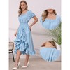 INSPIRE CHIC Women's Smocked Waist Ruffle Hem Square Neck Short Puff Sleeve A-Line Midi Dresses - 2 of 4