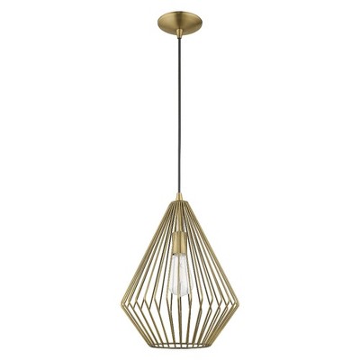 Antique Brass Geometric Metal Mini Pendant Light