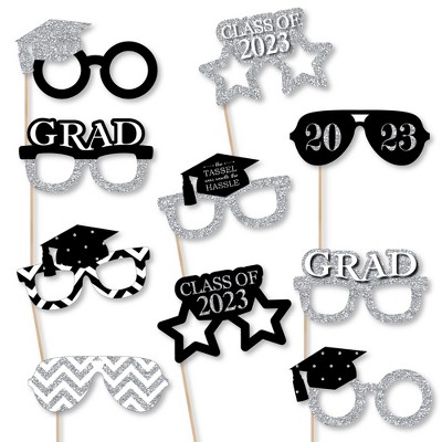 Big Dot Of Happiness 2023 Silver Graduation Glasses - Paper Card Stock ...