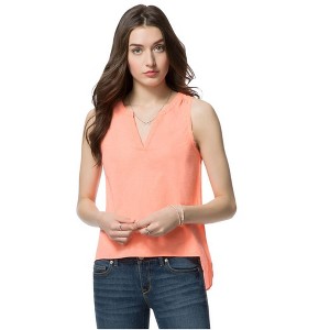 Aeropostale Womens Woven Tank Top, Orange, Large - 1 of 3
