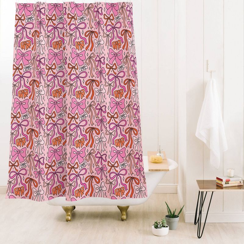Deny Designs Doodle By Meg Pink Bow Print Shower Curtain, 3 of 5