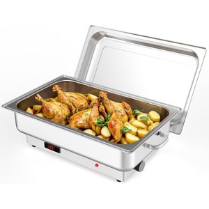 Rectangular Electric Chafing Dish Set - 9QT Buffet Warmer with Temperature Control & Glass Lid, for Catering - 1 of 4