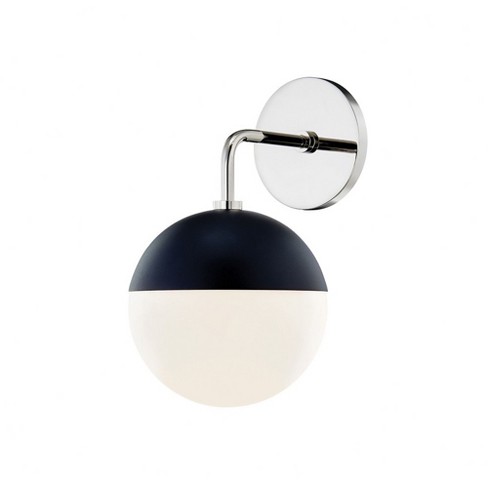 Mitzi Renee 1 - Light Wall Light in  Polished Nickel/Black Opal Glossy Glass Shade  Shade - image 1 of 1