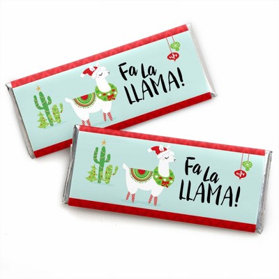 Big Dot of Happiness Fa La Llama - Candy Bar Wrapper Christmas and Holiday Party Favors - Set of 24