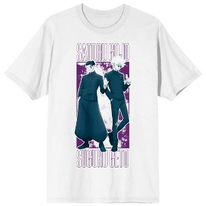 Jujutsu Kaisen Gojo & Geto Character Art Adult White Crew Neck Short Sleeve T-shirt - 1 of 4