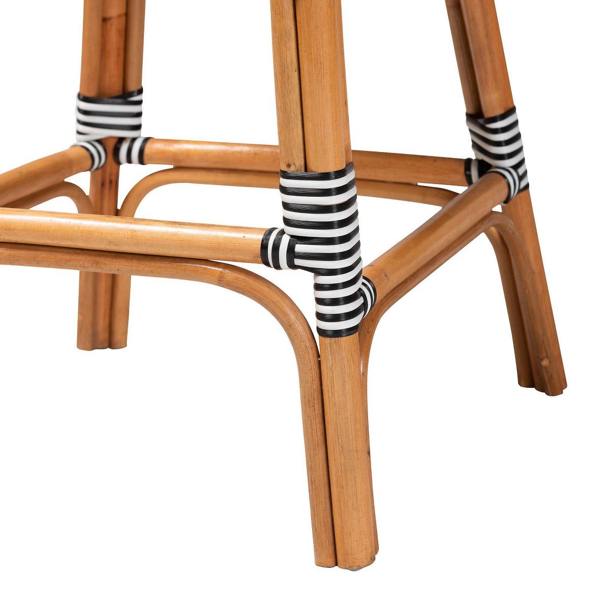 bali & pari Genica Two Tone Weaving and Natural Rattan Bar Stool Black/White - thumbnail 5