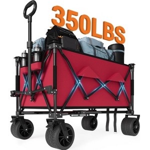 Heavy Duty Folding Wagon Cart, 350LB Capacity 10 Cu Ft All-Terrain Wheels for Beach Grocery Shopping Camping Garden, Collapsible Utility Cart,Black - 1 of 4
