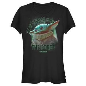 Juniors Womens Star Wars The Mandalorian The Child Strong Force T-Shirt - 1 of 4