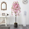 Nearly Natural 6-ft Cherry Blossom Artificial Tree in Ribbed Metal Planter - image 3 of 4