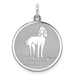 Black Bow Jewelry Sterling Silver Laser Etched Poodle Dog Pendant, 19mm - 1 of 4