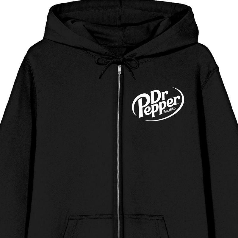 Dr. Pepper Vintage Diamond Logo Men's Black Zip-Up Hoodie, 2 of 5