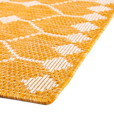 Yellow Synthetic Trellis Outdoor Rectangular 4' x 6' Rug