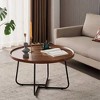 Nesting Coffee Table Set of 2, 20"+28" Round Coffee Table, Modern Side Table Sofa Table with Fluted Design, Center Table - 3 of 4