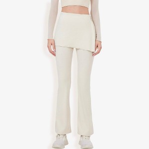 Anna-Kaci Active Women's High Waist Flare Pants with Layered Skirt Overlay - 1 of 4