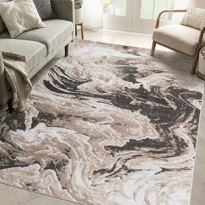 SKRAN Abstract Non-Shedding Area Rug, Stylish and Stain Resistant Area Rug Pet-Friendly for Living Room, Bedroom, Dining, Home Office(Brown, 5X7) - 1 of 4