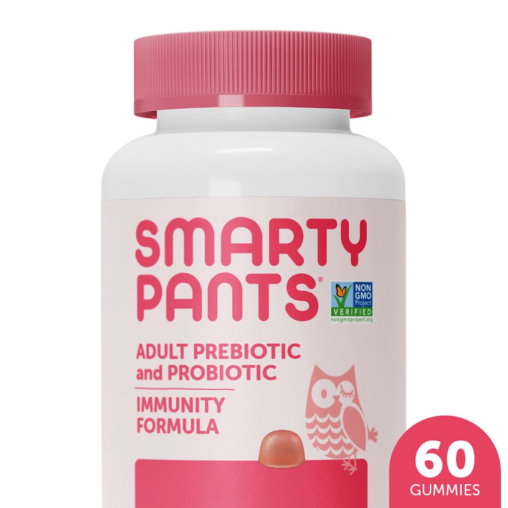 Photos - Vitamins & Minerals SmartyPants Adult Prebiotic & Probiotic Immunity & Digestive Health Gummy Vitamins - Strawberry Creme - 60 ct 