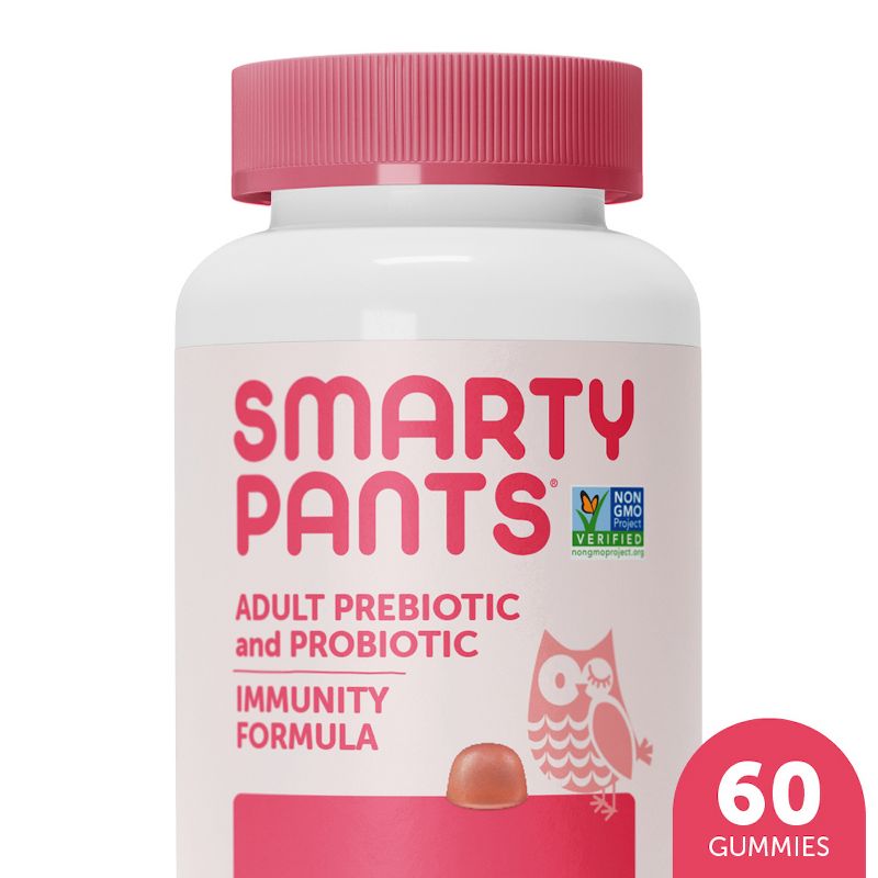 SmartyPants Adult Prebiotic &#38; Probiotic Immunity &#38; Digestive Health Gummy Vitamins - Strawberry Creme - 60 ct, 1 of 6