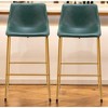 HomeRoots Set of Two 29" Green And Gold Faux Leather And Steel Bar Height Bar Chairs - 2 of 4
