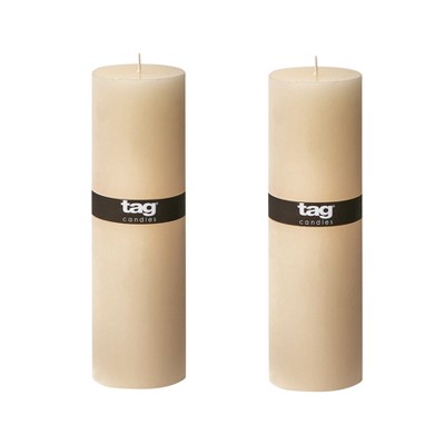 tagltd Chapel 3X10 Ivory Pillar Paraffin Decorative Wax Candle Unscented Drip-Free Long Burning 145 Hours For Home Decor Wedding Parties Set of 2