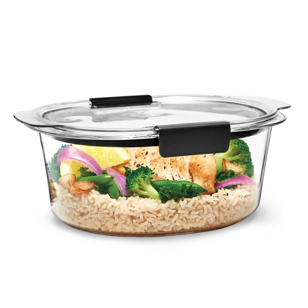 Rubbermaid 7c Brilliance Round Food Storage Container: Clear Plastic, Dishwasher-Safe, Lifetime Warranty, 7 Cup Capacity