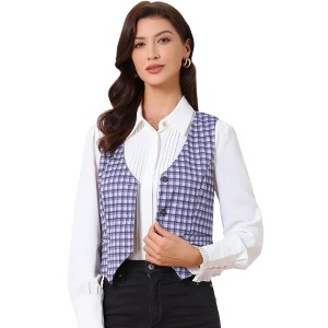 Allegra K Women's Steampunk Dressy Sleeveless Versatile Racerback Suit Vests - 1 of 4