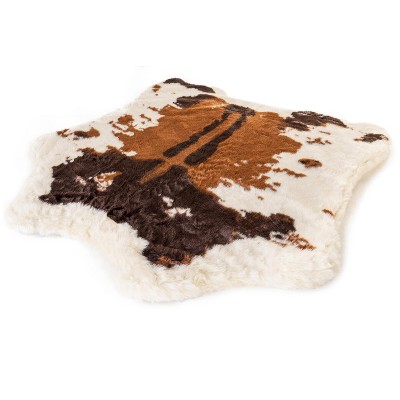 Brown Faux Cowhide Memory Foam Dog Bed Rug