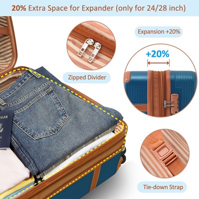 Blue and Brown 3 Piece Hard Shell Spinner Luggage Set