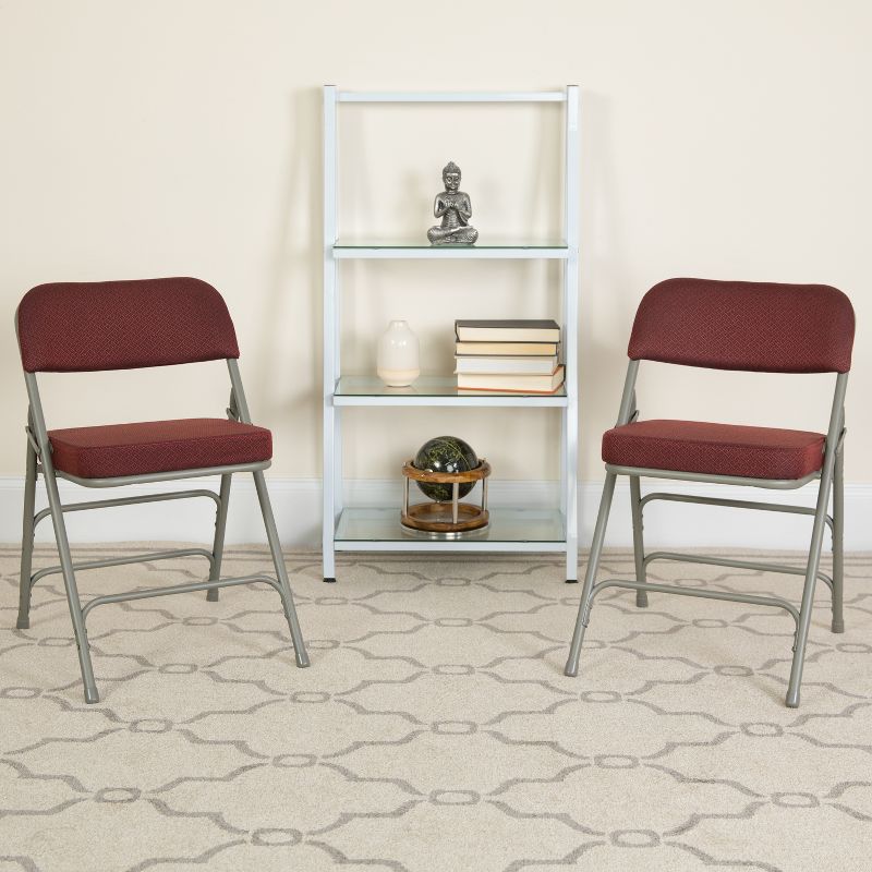 Flash Furniture 2 Pack HERCULES Series Premium Curved Triple Braced & Hinged Fabric Upholstered Metal Folding Chair, 2 of 8