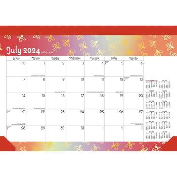 Plato July 2024 - December 2025 Desk Pad Calendar 10"x14" Busy Bees