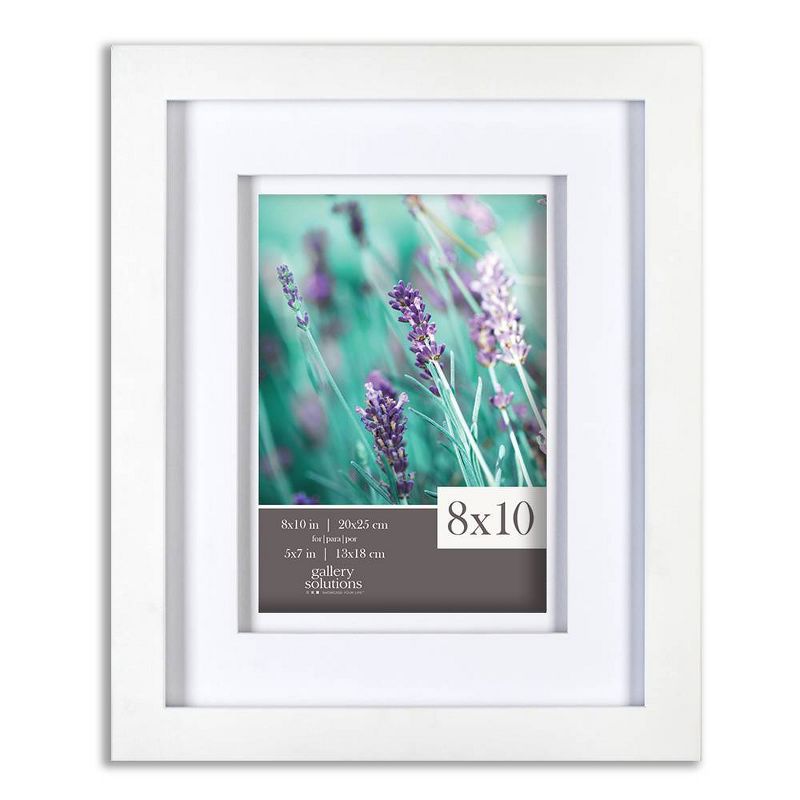 Gallery Solutions 8&#34;x10&#34; White Tabletop Wall Frame with Double White Mat 5&#34;x7&#34; Image, 1 of 6