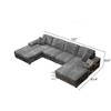 TIRAMISUBEST 121in Convertible Sofas U Shaped Sectional Modular Extra Wide Chaise Lounge Storage Armrests Modern Living Room Home Gym, Gray - 4 of 4