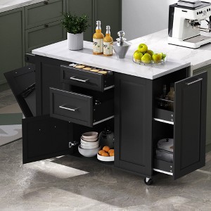Bella Depot 50.7" Kitchen Island with Storage and Pull Out Cabinet Organizer with Drop Leaf, 2 Drawers, 1Door for Kitchen - 1 of 4