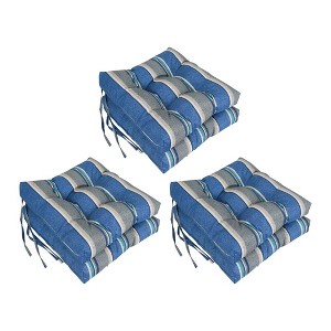 Blazing Needles, 16-inch Spun Polyester Patterned Outdoor Square Tufted Chair Cushions (Set of 6) - 1 of 2