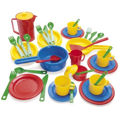 Dantoy Toddler Cookware and Dish Set, Assorted Colors, 42 pc