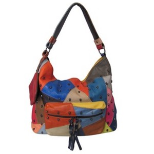 Amerileather Q Metal Mini Skulls Shoulder Bag – Patched Cowhide Leather with Skull Motif and Bold Compact Styling - 1 of 3