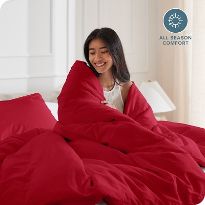 King/California King Red Ultra-Soft Microfiber Duvet Cover Set
