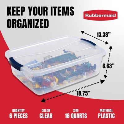 Rubbermaid Cleverstore 16 Quart Clear Latching Stackable Plastic ...