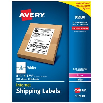 Avery (R) Ultrahold(R) Half Sheet Shipping Address Labels, Pack of 500