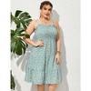 Plus Size Summer Dresses Women  Smocked Flowy Ruffle A Line Maxi Dress - 4 of 4