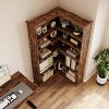Garvee Farmhouse Corner Bookshelf – 72.8” Tall L-Shaped Bookcase with 5 Tiers, Wood Display Rack for Office and Bedroom, Half Panel Design - 2 of 4