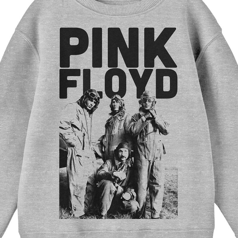 Pink Floyd Band Threshold Photo Crew Neck Long Sleeve Athletic Heather Boy's Sweatshirt, 2 of 3