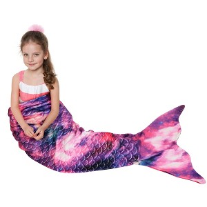 Catalonia Kids Mermaid Tail Blanket, Super Soft Plush Flannel Sleeping Snuggle Blanket for Girls, Gifts for Daughter - 1 of 4