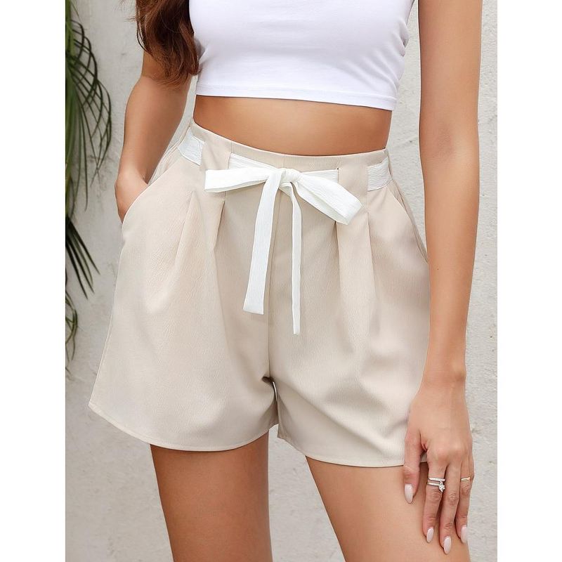 WhizMax Women's Shorts Summer Casual High Waist Wide Leg Shorts Loose Smocked Elastic Waist A Line Pant with Belt, 5 of 9